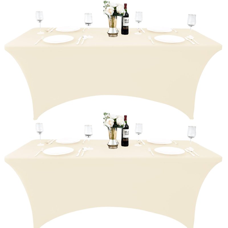 ZarzaaSik 10-Pack 4ft Spandex Table Covers for Rectangular Folding Tables - Wrinkle Resistant Stretch Tight Table Cloths - Fitted Table Protector for Parties, Trade Shows, Banquet, and Wedding