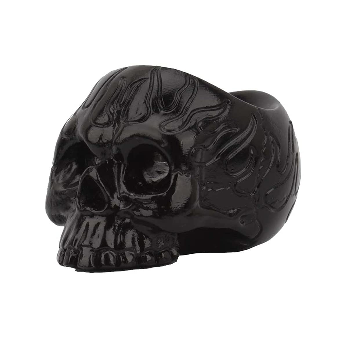 UnionKK Pack of 2 Halloween Decorative Skull Candlestick Holder Resin Skeleton Candle Holder Home Bar Decoration (Black 2PCS)