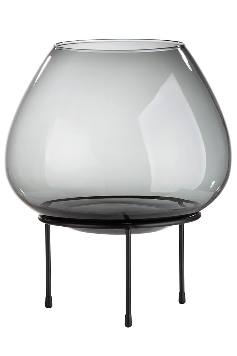 GILDE Vitu Glass Lantern – Black – Height 38 cm x Diameter 32 cm – Candle Holder