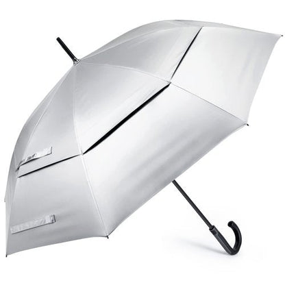 G4Free UPF 50+ 52 Inch UV Protection Umbrella, Automatic Open Hook Handle J Stick Golf Umbrellas for Rain, Sun & Wind Protection(Silver/Black)