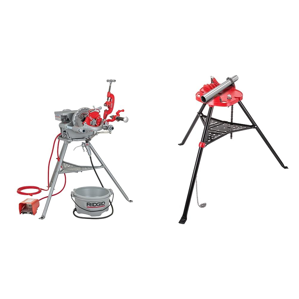 RIDGID 300 Power Drive Pipe Threading Machine + Mophorn 460-6 Tripod Pipe Chain Vise