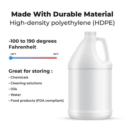 1-Gallon Plastic Jug (4-Pack) Reusable w/Shipping Box, Food-Safe, BPA Free | Heavy-Duty HDPE Containers for Water, Sauces, Soaps, Detergents, Liquids | Screw-On Cap transparent