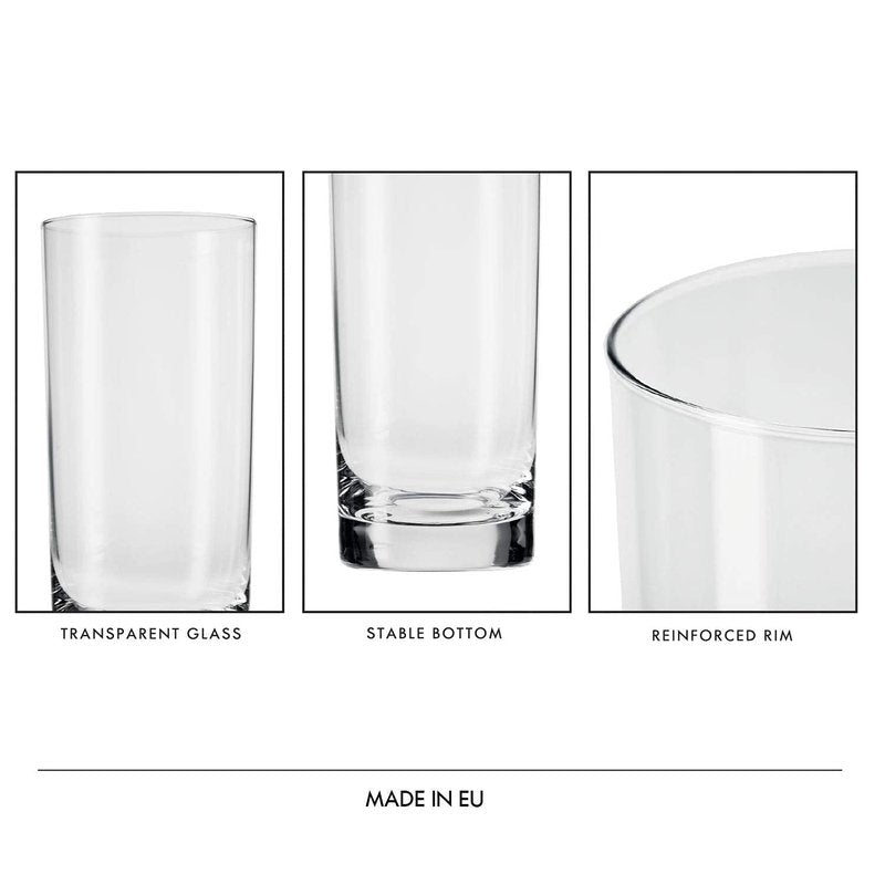 Krosno Highball Glasses, Set of 6, 11.8 oz, Blended Collection, Crystal Glass, Perfect for Everyday, Multipurpose Glasses, Dishwasher Safe, Made in Europe