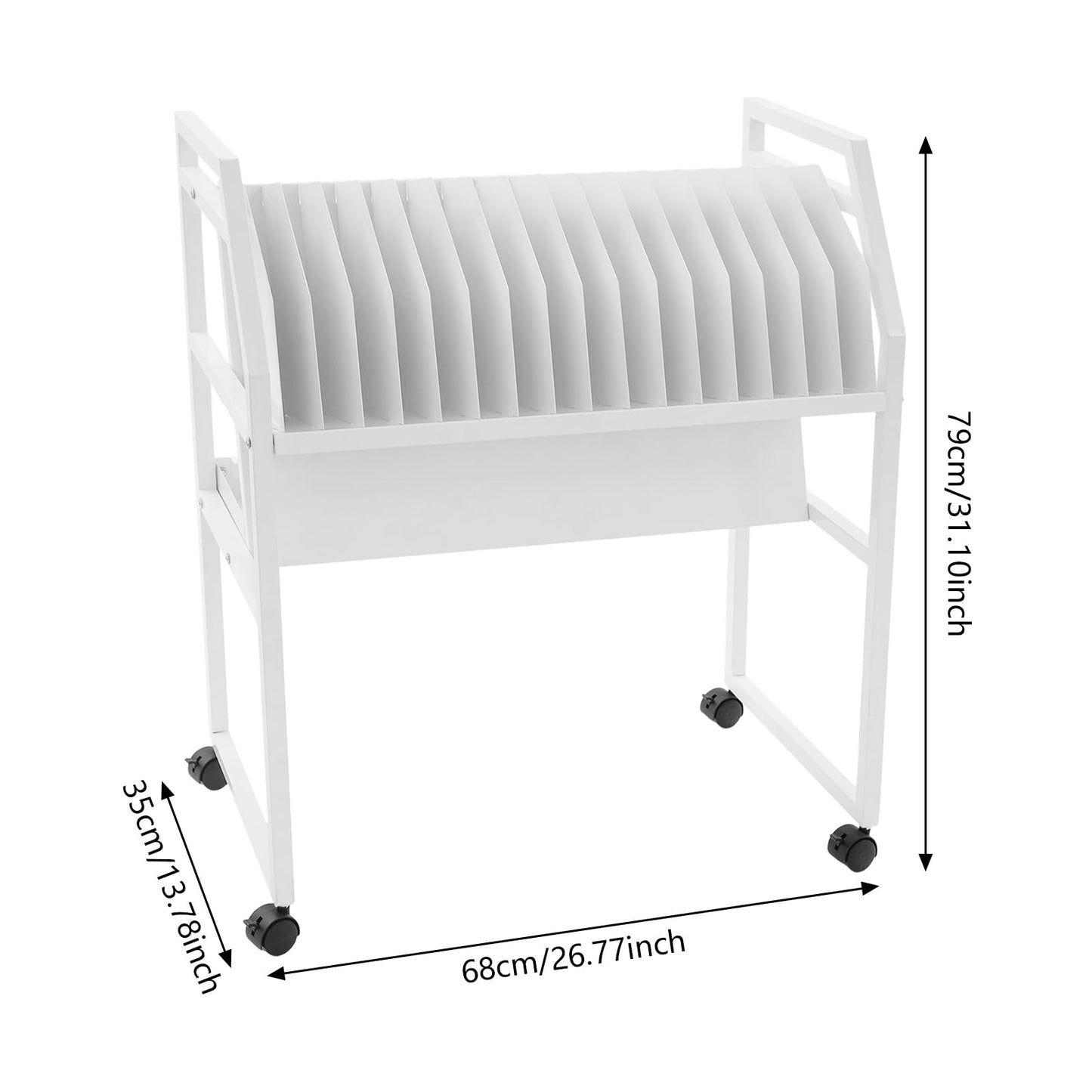 16-Device Mobile Charging Station, Tablet & Laptop Charging Cart, Chargings Cart with Removable Dividers, Portable Chargings Stand, for Classrooms, Libraries, Offices (White)