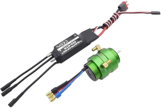 RC Boat 2440 KV4500 Brushless Motor 2S-3S 40A 5V/3A ESC and Water Cooling Jacket Kit for RC Boat Jet Drive Speed Boat Marine