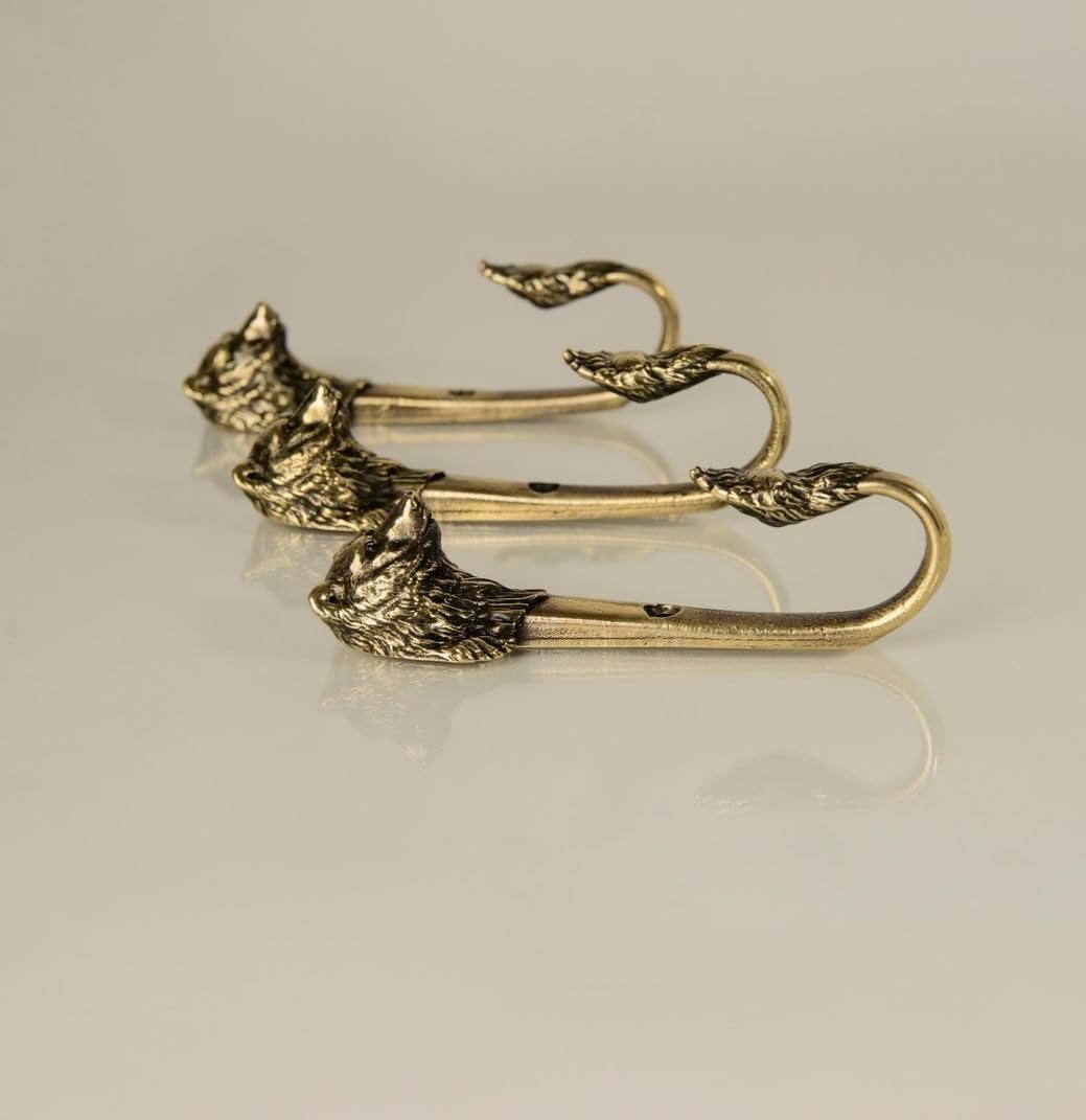 TUTURA LUTSS Bear (Paw) Decorative Hanging Brass Metal Wall Hook. Handmade. for Living Room Bathroom Badroom Kids Room. Rack Hangers. Home Interior Design