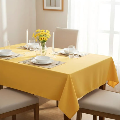 sancua Rectangle Tablecloth - 54 x 120 Inch - Stain and Wrinkle Resistant Washable Polyester Table Cloth, Decorative Fabric Table Cover for Dining Tables, Buffet Parties and Camping, Yellow