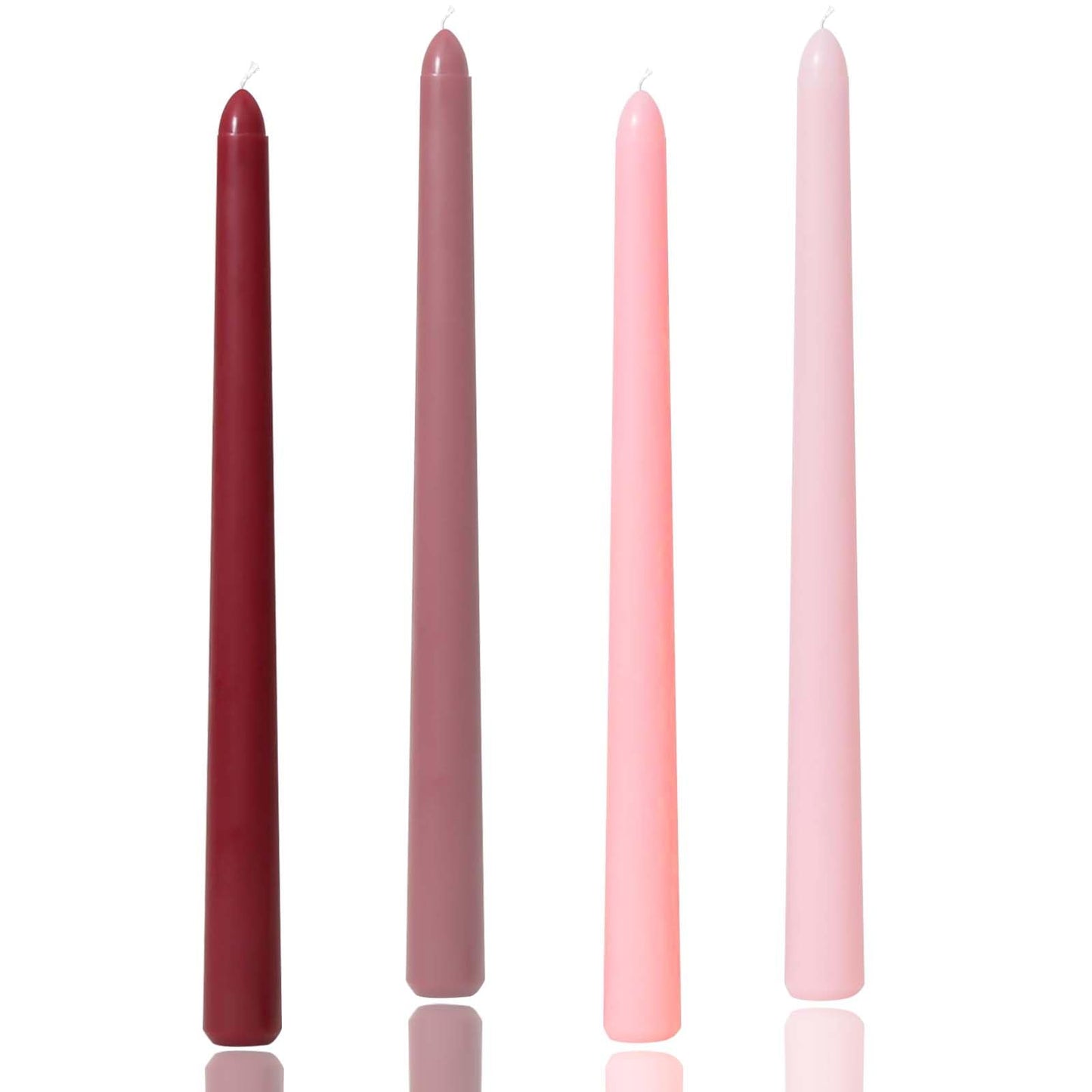 10 inch Gradient Taper Candles,Set of 4 Tapered Candle, Tall Candlesticks,Conical Stick Candles,Smokeless,Home Dinner, Party, Wedding, Halloween, Christmas (Pink Series, 10inch)