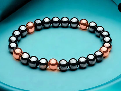 Drkao Woman Copper Bracelets Hematite Magnet Bracelet for Woman Man, Magnetic Therapy Bracelets Christmas Gift of Love Valentine's Day Aniversary Gift Health to Family Pulseras Magneticas For Mother Copper Red 2 Pack