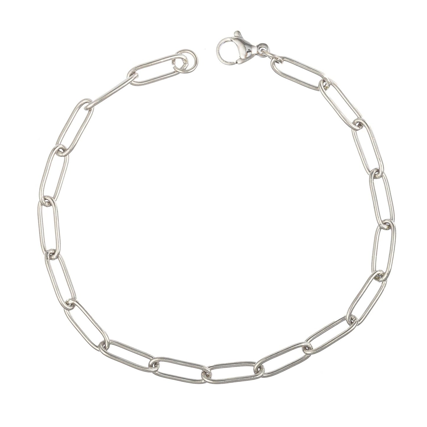 kelistom 14K Gold Filled Stainless Steel Paperclip Chain Bracelet for Women, 7.5” Rectangle Link Bracelets, Waterproof and Never Tarnish (stainless steel)