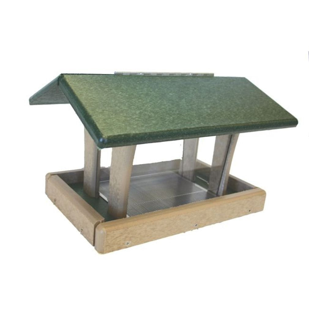 Birds Choice SN4-200S Four-Sided Hopper Feeder, Recycled Bird Feeder, Medium, Taupe/Green