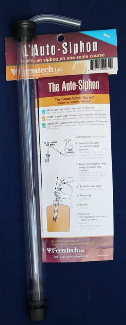 Fermtech - Auto Siphon Mini with 6 Ft of Food Safe Tubing & Clamp - Easy Home Brewing, Winemaking Kit, Complete System for Beer, Wine, Liquid Transfer & Fermentation Tools - Perfect for Small Batches