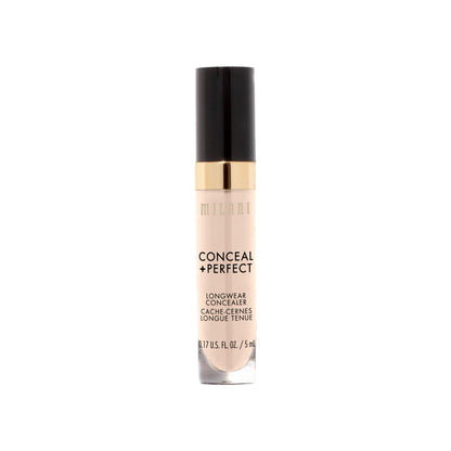 Milani Conceal + Perfect Longwear Concealer Full Coverage Infused with Hyaluronic Acid & Vitamin E, Cover Dark Circles, Blemishes & Skin Imperfections for Long-Lasting Wear - Light Nude