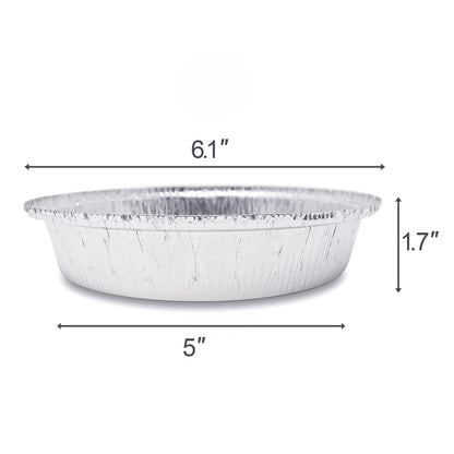 Fig & Leaf (40 Pack) Premium 6-Inch Round Foil Pans with Plastic Dome Lids l Heavy Duty l Disposable Aluminum Tin for Roasting, Baking, or Cooking