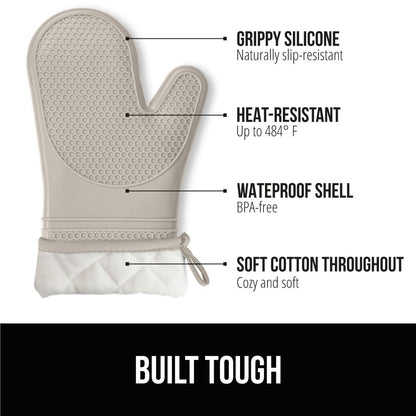 GORILLA GRIP BPA-Free Soft Silicone Oven Mitts and Pot Holders Sets, Heat Resistant Waterproof Cooking Gloves, Thick Cotton Lining, Flexible Gripping for Baking Grilling, Kitchen Trivets, Turquoise
