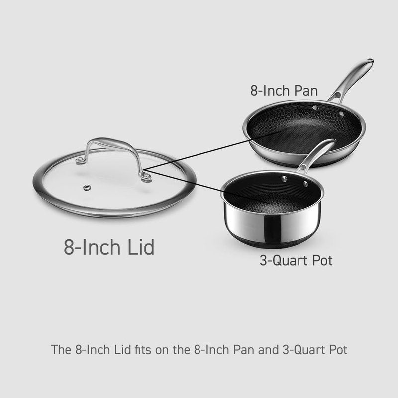 HexClad Tempered Glass Lid, Designed for HexClad Hybrid Cookware, Steam Vented, Dishwasher Safe