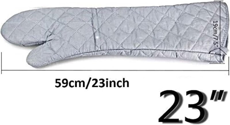Extra Long Oven Mitts Heat Resistant Cotton Lining Oven Thick Gloves Kitchen Food Service Mittens for Pot Holders Cooking Baking BBQ (24 Inch Silver -1pair)
