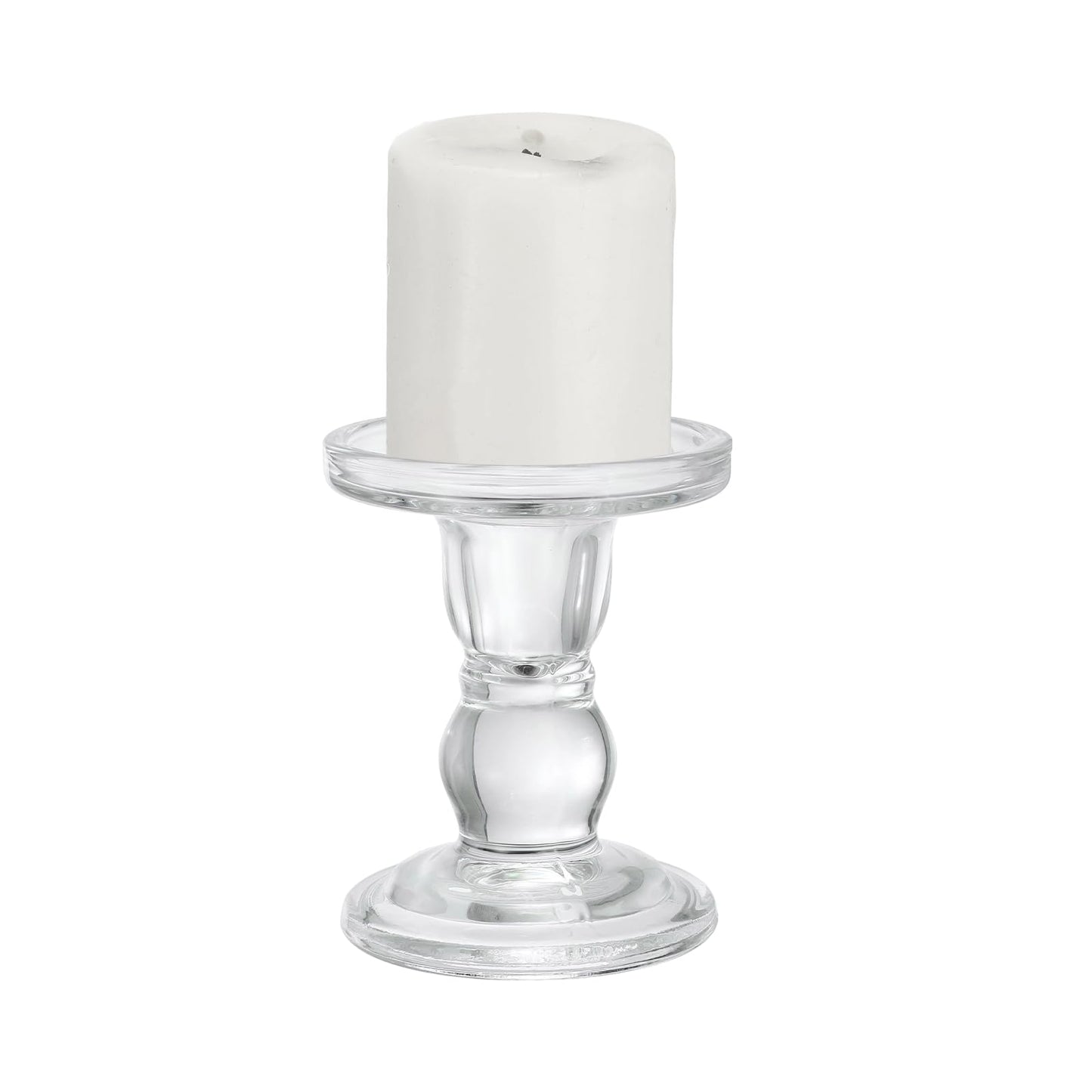 uxcell 11 cm Glass Candle Holder for Taper/Column Candles, Candle Holders Tealight Stand Candlestick for Tealight Wedding Table Centerpiece Home Decor, Transparent
