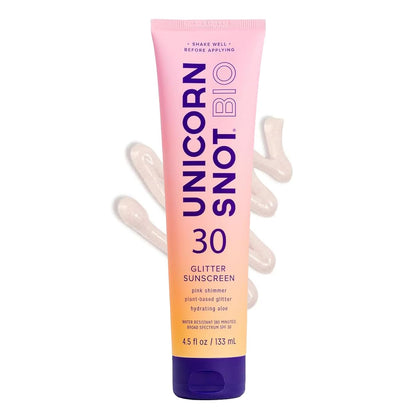 Unicorn Snot Glitter Sunscreen Lotion - SPF 30 Shimmer Sunscreen for Face & Body Glow - UVA/UVB Protection - Water Resistant, Cruelty Free - Made in USA - Rose Gold Shimmer