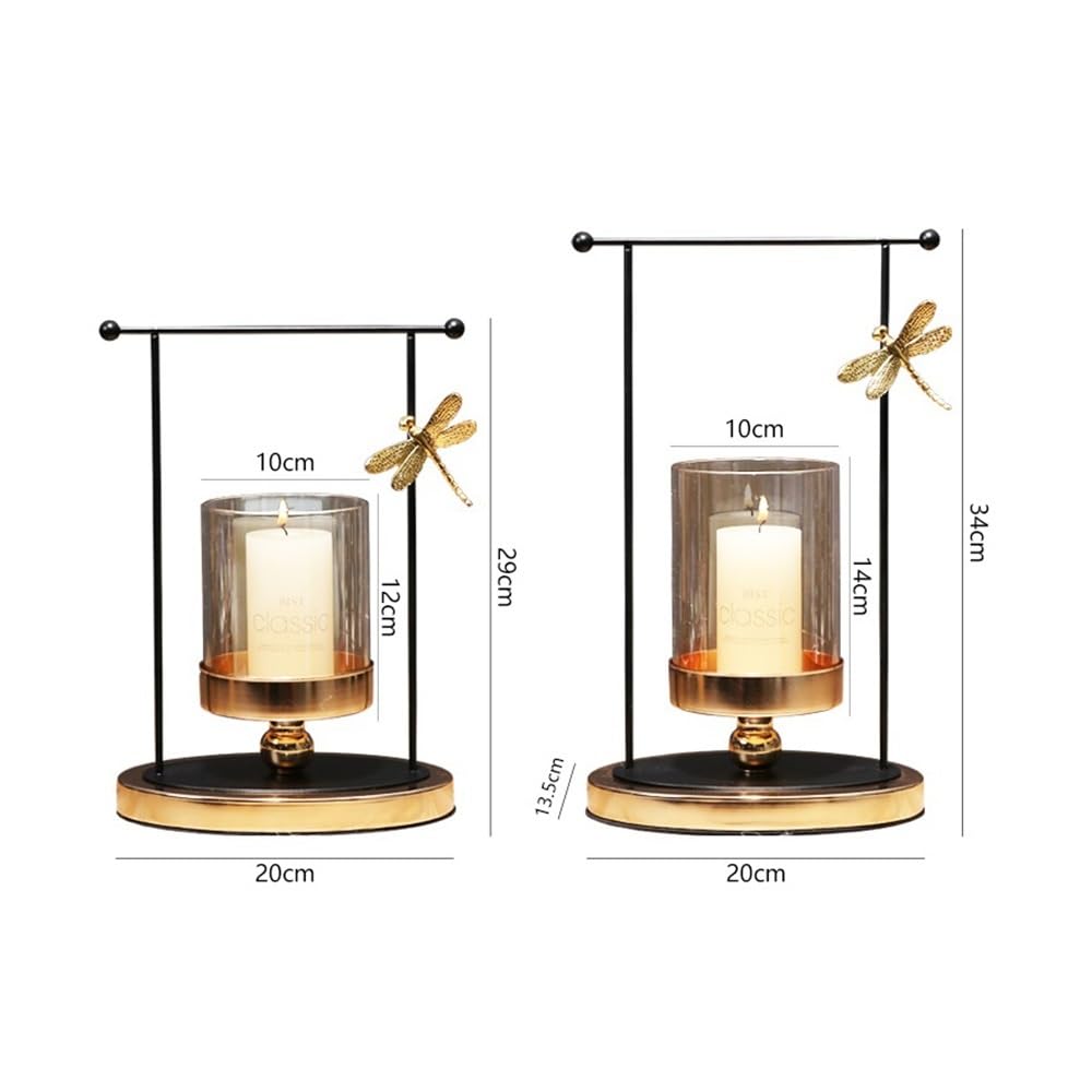 Candlestick Holders Luxury Glass Candlestick Living Room Dining Table Home Decoration Metal Candle Holder Candle Holders(Large)