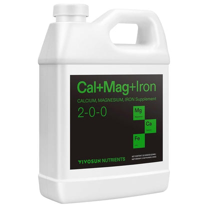 VIVOSUN Cal+Mag+Iron (2-0-0), Calcium, Magnesium & Iron Supplement, Liquid Nutrient Fertilizer for All Plants, Concentrated Plant Food for Soil/Soilless Cultivation, Hydroponics, 1 Quart