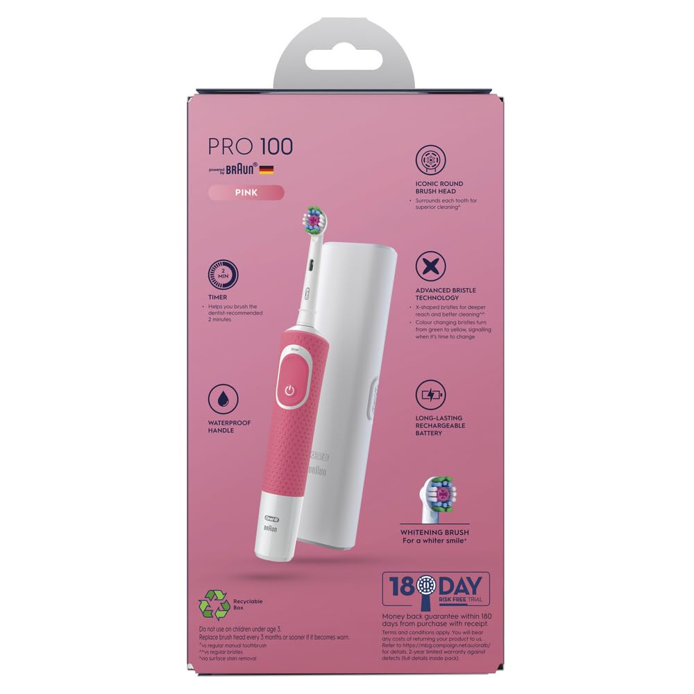 Oral-B Pro 100 Whitening Electric Toothbrush, Pink