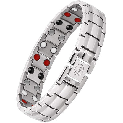 JEROOT Magnetic Bracelets for Men, Pure Titanium Bracelet (3500Gauss Per Magnet), Men's Bracelet Lymphatic Jewelry Gifts (Colorful-1)