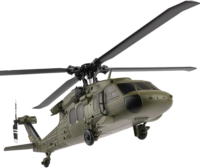 K170 UH60L RC Helicopter Remote Controlled Helicopter for Adults Beginners 2.4G 4CH RC Plane 6-Axis Gyroscope Altitude Hovering Military Aircraft Aileronles (2 Batteries)