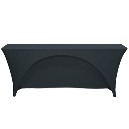 YOUR CHAIR COVERS - Spandex 8 Ft x 18 Inches, Narrow Classroom Open Back Rectangular Training Stretch Tablecloth - Black