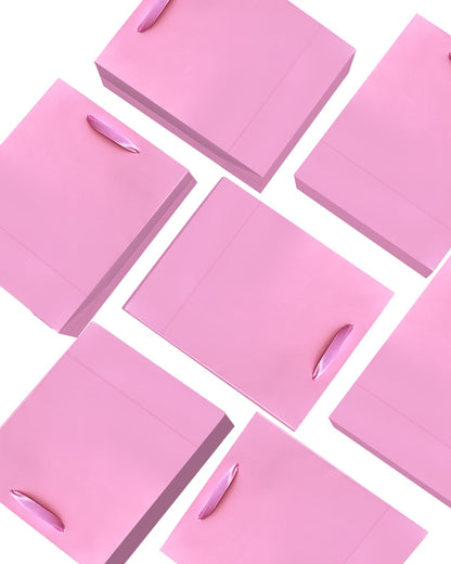 qiqee 24pcs Pink Gift Bags with Tissue Paper for Wedding, Birthday, Party Supplies-4.7"x6.3"x2.4" Small Size Cardboard Gift Bags（24pcs Bags + Tissue Paper ）