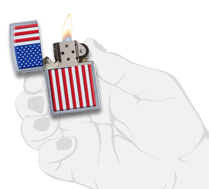 Zippo Patriotic Street Chrome Pocket Lighter