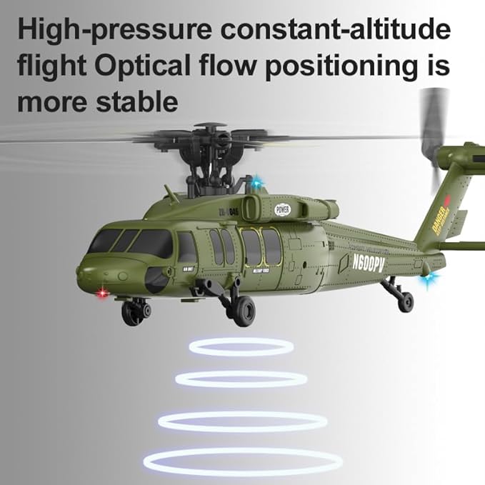 X-MechFun Black Hawk K200 RC Helicopter - 6CH Simulation RC Aircraft with Optical Flow &amp Altitude Hold &amp One-Key Inverted Flight 2.4Ghz Remote Console Helicopter Model for Hobbyists