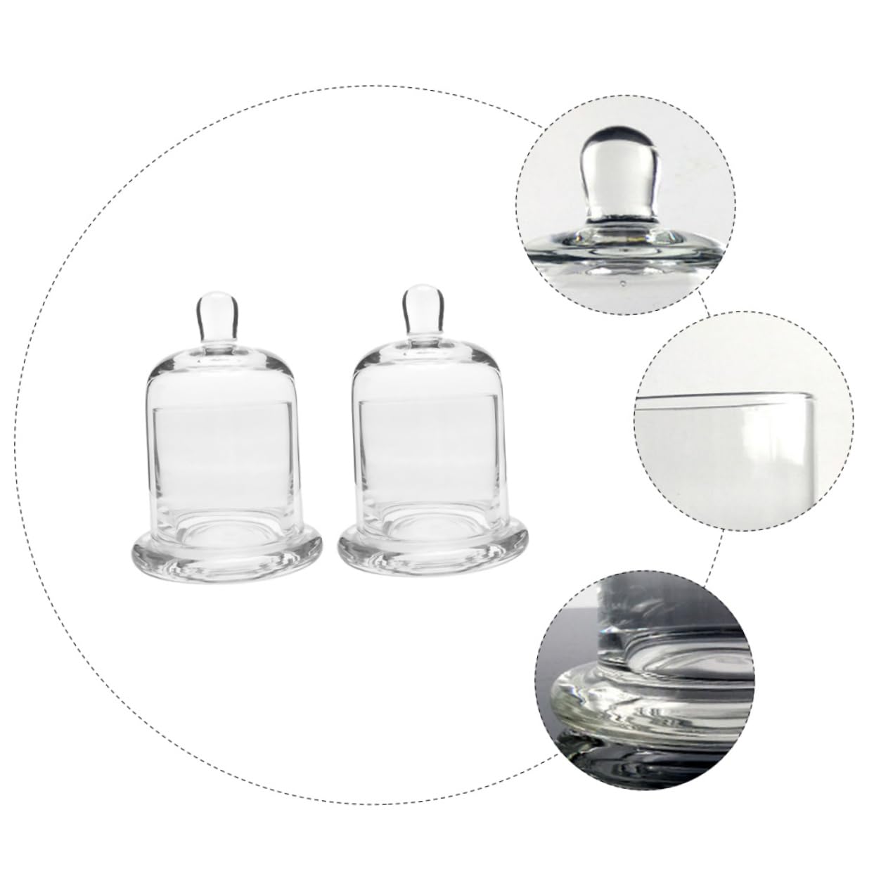 Amosfun 2 Sets Glass Candle Holders with Bell Handmade Blow Glass Candlesticks for Home Decor Weddings Romantic Atmosphere Display Height