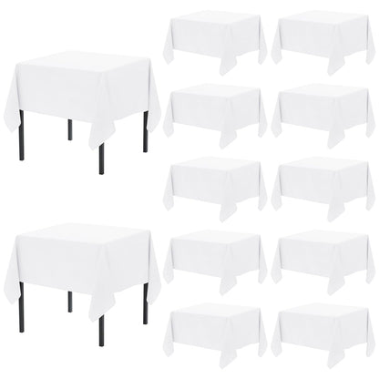 12 Pack Black Square Tablecloths, 52 x 52 Inch Square Table Cloth Stain and Wrinkle Resistant Washable Polyester Tablecloth for Square Tables, Black Square Tablecloth for Wedding Party Buffet