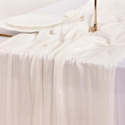Socomi Ivory White Cheesecloth Table Runner Summer Boho Rustic Gauze 120 inch 10FT Cheese Cloth Sheer Runner for Wedding Party Baby Shower Birthday Home Decor Holiday Decorations