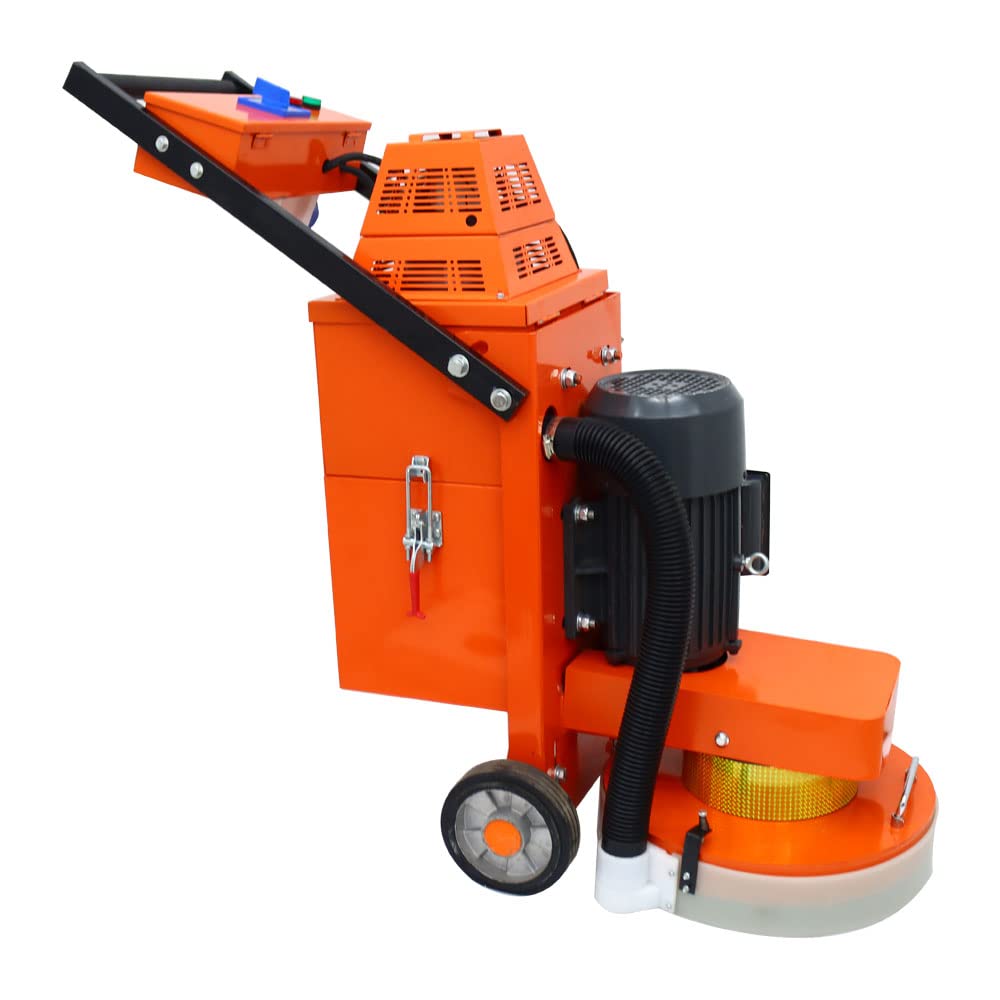INTSUPERMAI Concrete Floor Polisher Hand-push Concrete Grinding Machine Cement Ground Grinder Floor Grinder Ground Polishing Machine for Restore New and Old Ground Vacuum Dust with Built-in Fan 220V