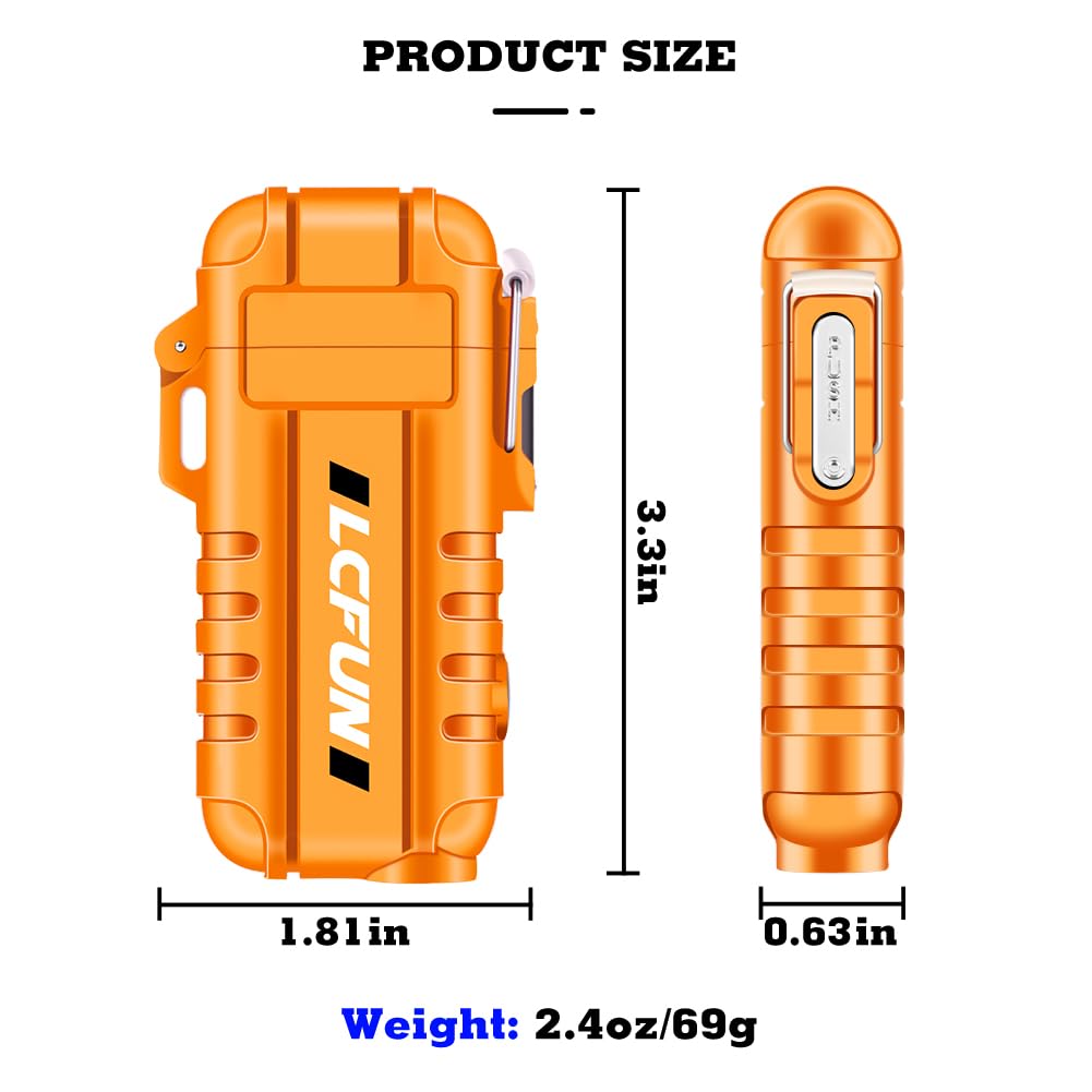 LcFun USB Rechargeable Electric Arc Lighter Windproof Plasma Lighters with LED Battery Display, Waterproof Electronic Flashlight Lighters with Lanyard for Camping, Survival Tactical Gear