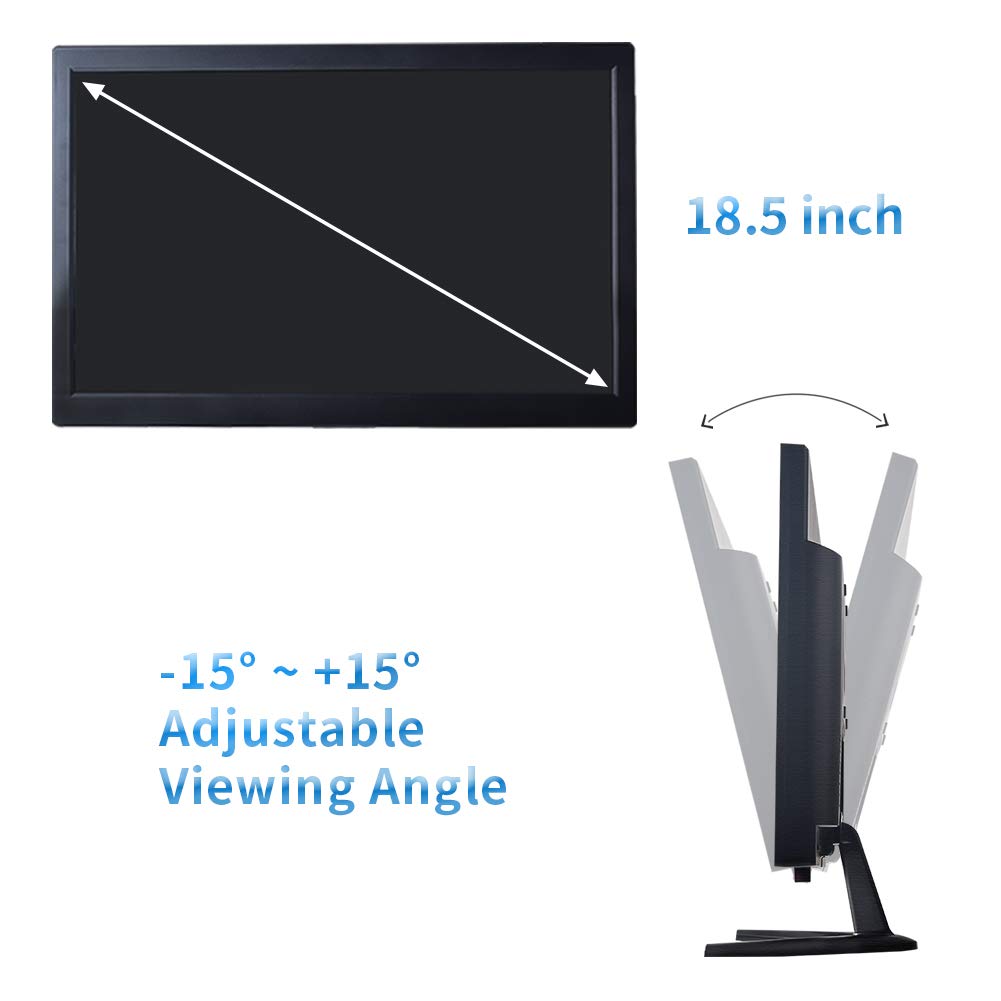 Cocar 18.5" CCTV Monitor, 16:9 BNC Monitor with YPbPr/BNC/VGA/HDMI/Audio Jack, TFT LCD Display for Home Security Systems Surveillance Camera STB PC VESA Wall Mounting 1336x768
