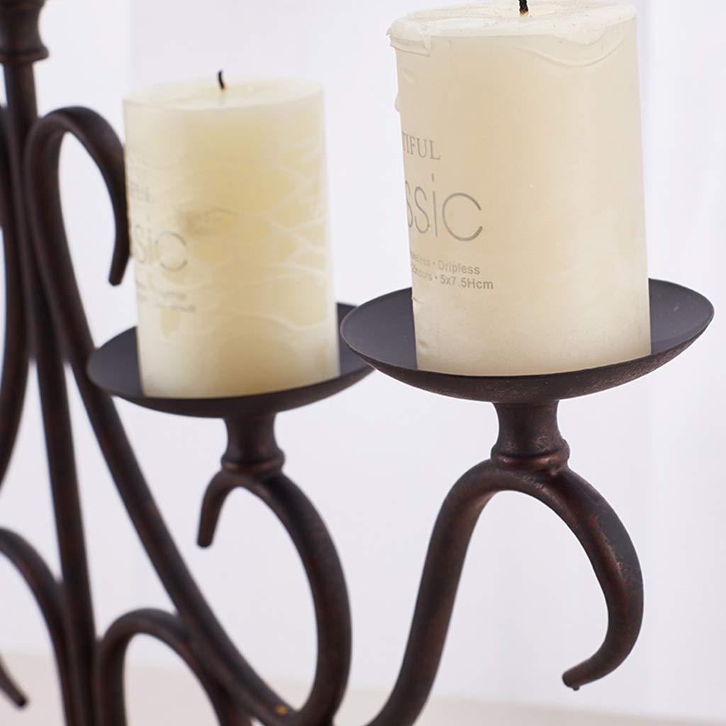 XILIN-1987 Candle Holderss Five-arm Candlestick Metal Pillar Candlestick Wedding Event Candlestick for Candlelight Dinner and Table Decoration (Black, 14 * 17.4 Inches) Decorative Candlestick