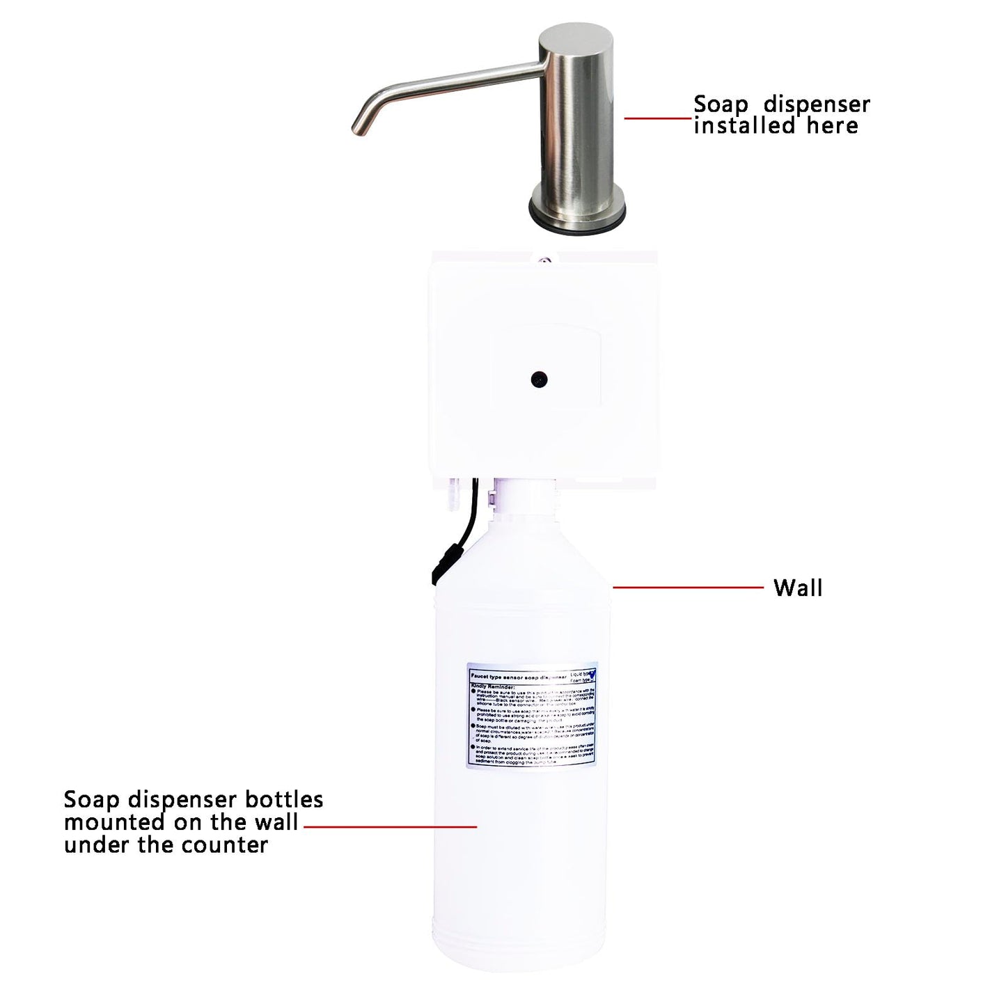 EXVEST Automatic Touchless Soap Dispenser for Kitchen Sink, Brushed Nickel, High Capacity, Durable Material, Multiple Power Supply Modes, Versatile Use, Liquid Soap, Shampoo, Hand Sanitizer