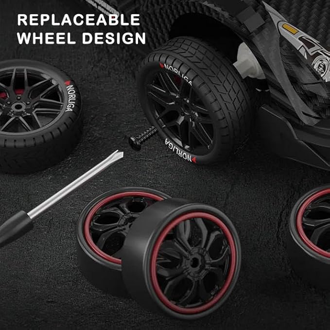 RC Drift Car 1:14 4WD 40KM/H High Speed RC Racing Car with LED Lights 2 Batteries Drifting and Racing Tires for Adults (Red)