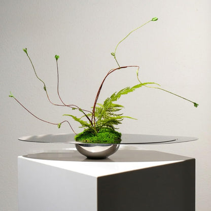 Bonsai Tree Pot for Fake Tree Light Luxury Hotel Living Room Table Floral Arrangement Stainless Steel Decoration Simulated Floral Arrangement for Office Living Room Greenery Decor