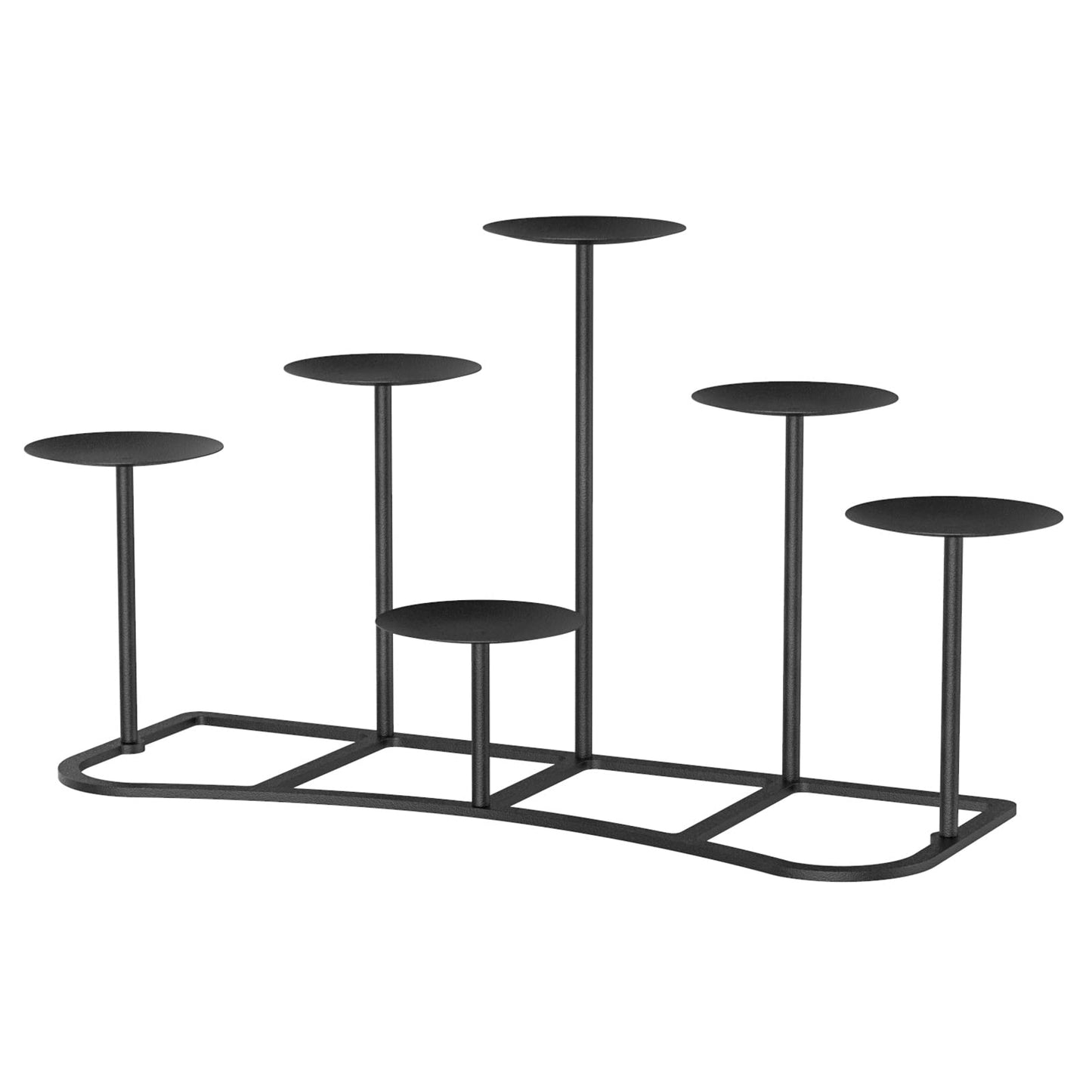 Smtyle Fireplace Christmas Candelabra Candle Holder - Black Matte Geometric Multi Tier Design, Stable Base, Perfect for Pillar Candles, Modern Minimalist Home Decor Accent
