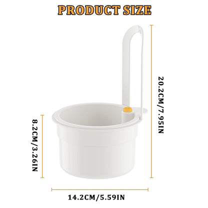 Sink Strainer Basket with One-Touch Drain Mesh, Snap-On Strap & Detachable Design – Kitchen Sink Food Scrap Filtering Storage Organizer (White)