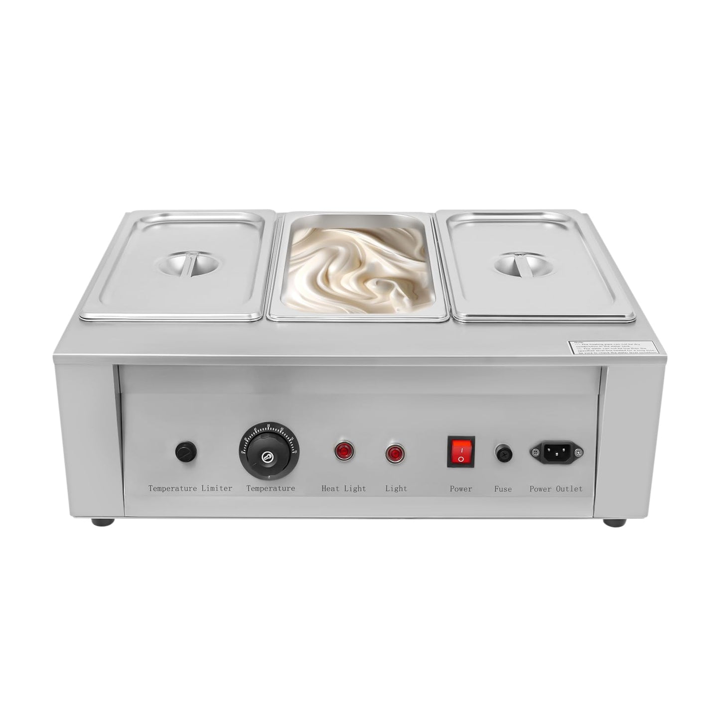 FXEIPOL Commercial Chocolate Tempering Machine, 3 Tanks Stainless Steel Chocolate Melter, 300W Electric Chocolate Warmer Machine for Beverage Stores, Restaurants