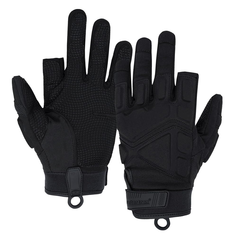 Seibertron S.O.L.A.G-HI 2.0 Half Index Finger Tactical Gloves - Touchscreen Tactical Gloves for Cycling, Motorcycle Riding, and Climbing Black XXS