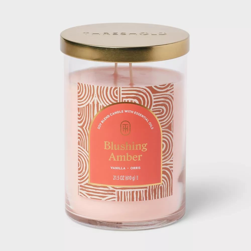 Threshold 2-Wick Lidded Glass Jar Candle (21.5oz, Blushing Amber)
