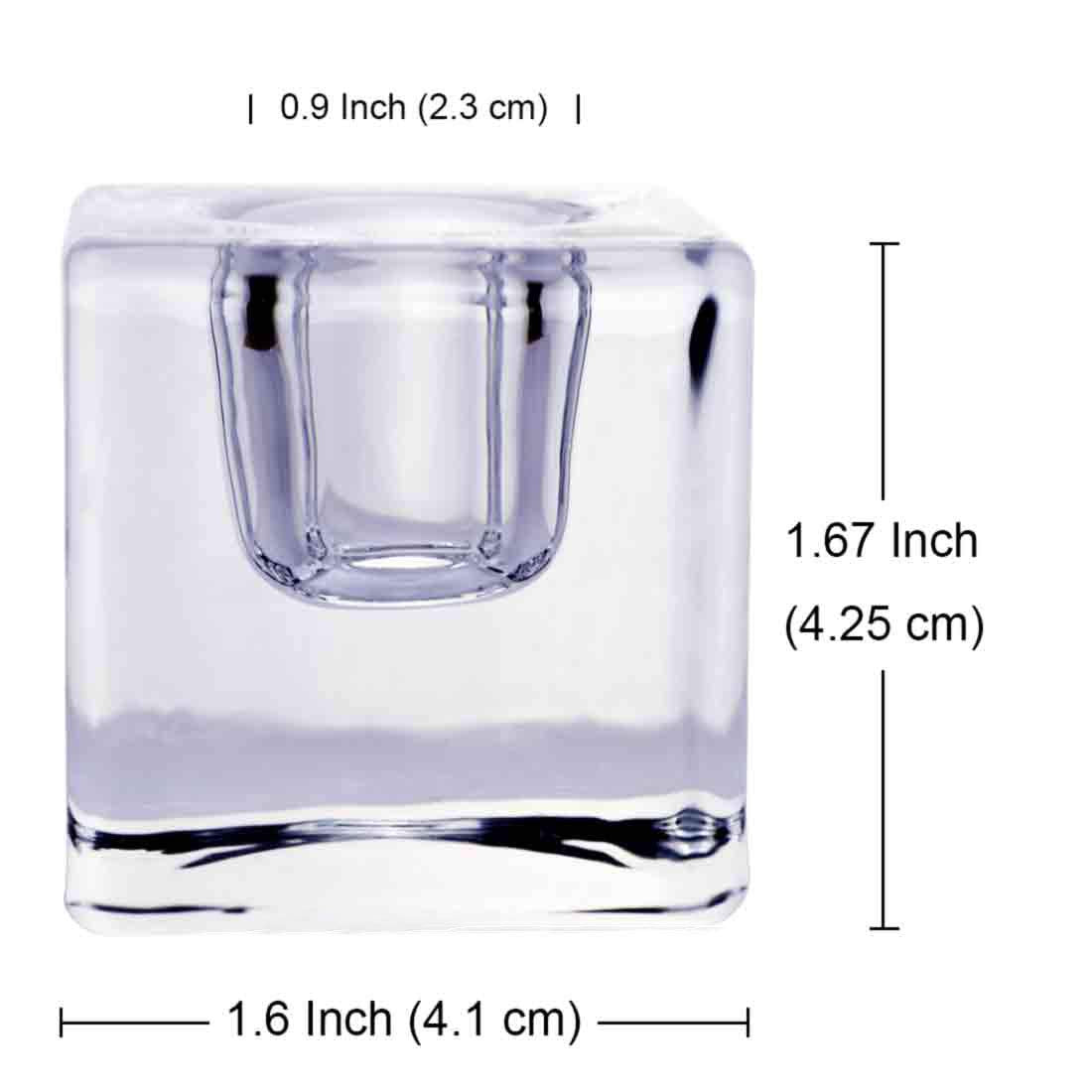 Aglary 4PCS Square Glass Taper Candle Holders for Table Centerpiece. Decorative Crystal Candle Stick Holder Sets. Candle Stand for Wedding, Dinning, Party.