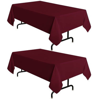 sancua 2 Pack Burgundy Tablecloth 60 x 120 Inch, Rectangle 8 Feet Table Cloth - Stain and Wrinkle Resistant Washable Polyester Table Cover for Dining Tables, Buffet Parties and Camping
