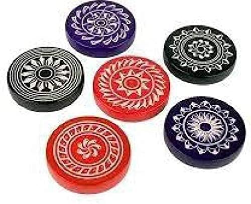 SHREYAS - Standard Size Carrom Tournament Striker ( Set of 4 ) Colour May BE Different with Design